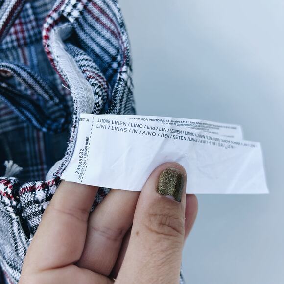 Mango Plaid Check Sleeveless Cut Out Backless Jumpsuit XS Preppy Vest Wide Leg - Picture 11 of 12